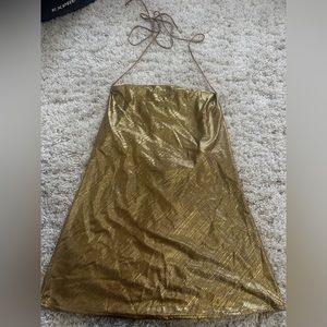12th tribe gold open back dress